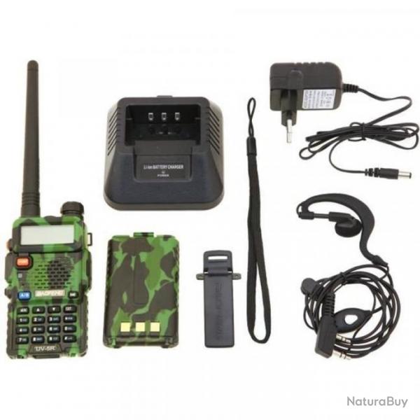Baofeng UV-5R Talkie-walkie FM radio VHF/UHF double bande affichage veille et horloge intgre camo