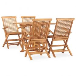 Mobilier à dîner d'extérieur pliable 5 pcs Bois solide de teck 3059982