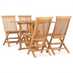 Mobilier à dîner d'extérieur pliable 5 pcs Bois solide de teck 3059981