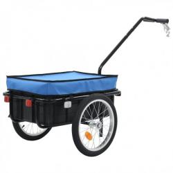 Remorque de bicyclette/chariot à main 155x61x83 cm Acier Bleu 91772