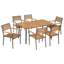 Mobilier à dîner d'extérieur 7pcs Bois d'acacia massif et acier