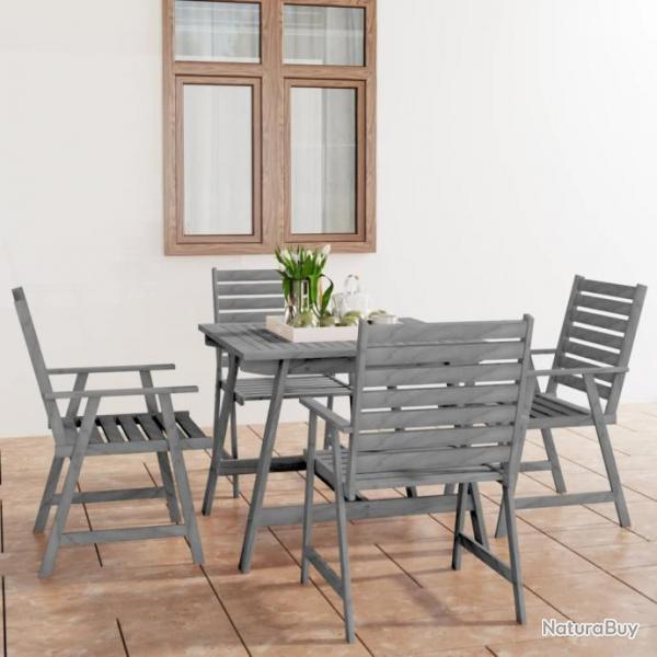 Mobilier  dner de jardin 5 pcs Gris Bois d acacia massif