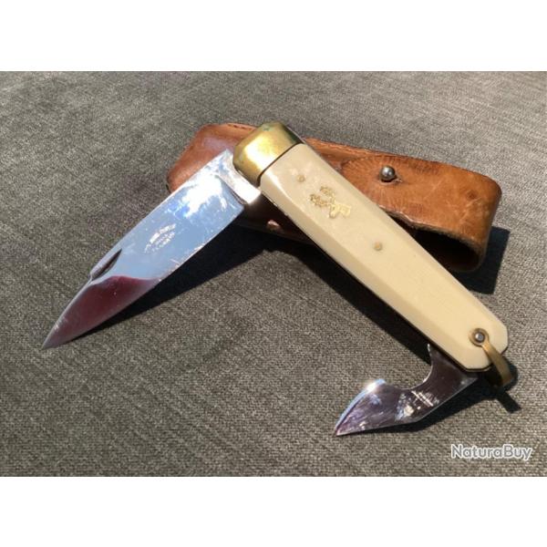 Trs beau et solide couteau de chasse St Joanis Chapelat Thiers et son tui
