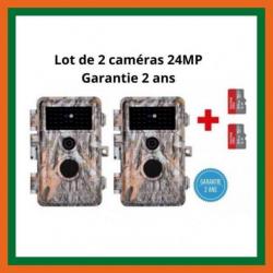 Caméras de chasse 24MP HD - Lot de 2 -  2 cartes SD 64 Go offertes - LIVRAISON GRATUITE ET RAPIDE