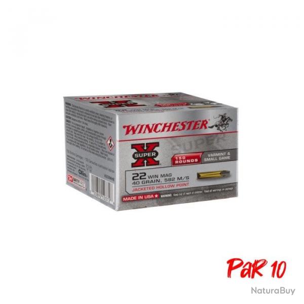 Balles Winchester Super-X Rimfire Jacket Hollow Point - Cal. 22 WMR - Par 10