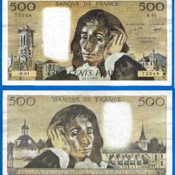 France 500 Francs 1976 Serie H Grand Billet Pascal Franc