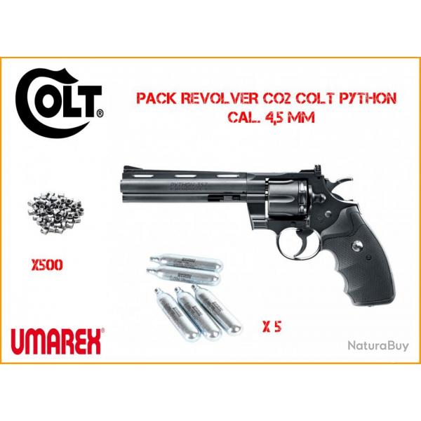 Pack Revolver  plombs Umarex Colt Python 6", diabolo, bb's 