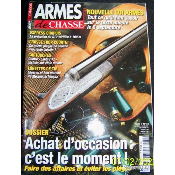 REVUE "ARMES DE CHASSE" EDITIONS LARIVIERE N51 octobre-novembre-dcembre-2013- 114 pages - 27x30 cm