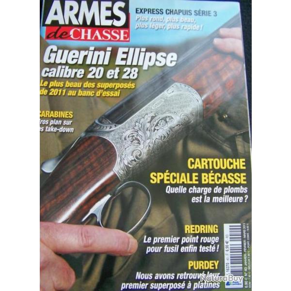 REVUE "ARMES DE CHASSE" EDITIONS LARIVIERE N40 janvier-fvrier-mars-2011- 98 pages - 27x30 cm