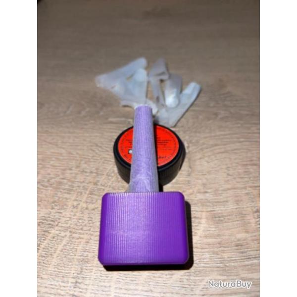 Mandrin violet pour confectionner les tuis en papier combustible des armes  percussion en 31