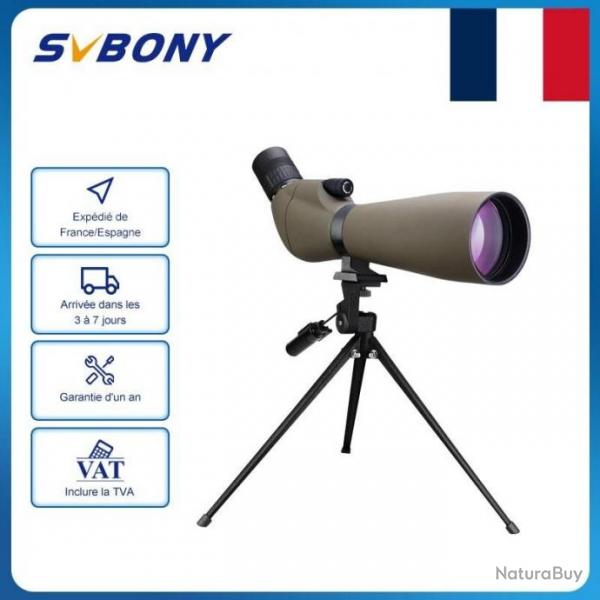 Lunette longue vue SVBONY SV401 20-60x80mm Tlescope Observation Avec Trpied IPX6 Impermable