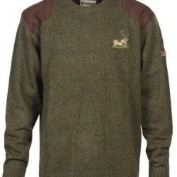 Pull de chasse col rond broderie Cerf Percussion