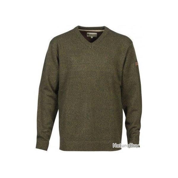 Pull de chasse brod col V kaki PERCUSSION