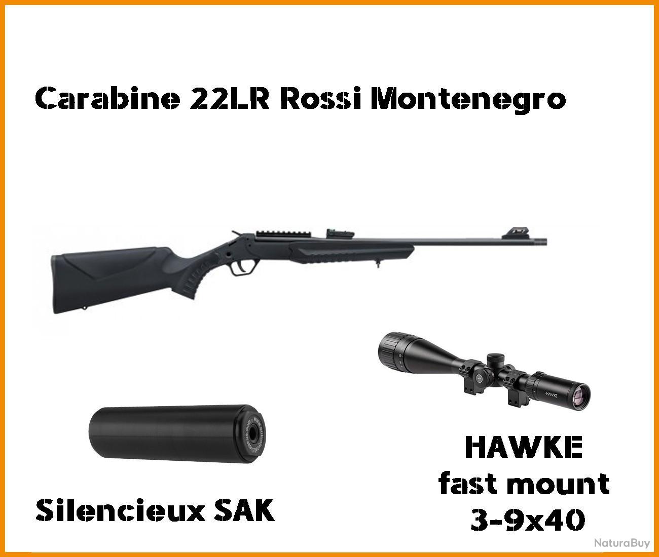 Pack carabine 22LR Rossi Montenegro+ lunette 3-9x40+ silencieux
