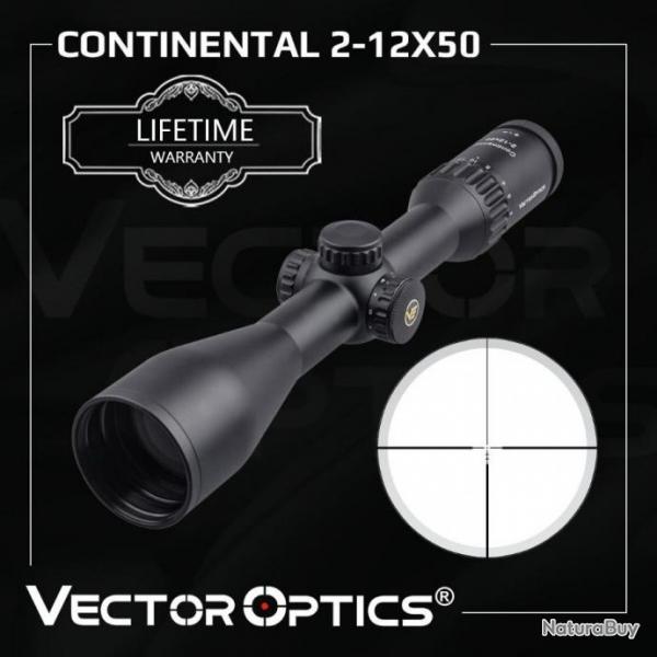 PROMO Vector Optics Continental 2-12x50 30mm Lunette de Vise Tir Optique Tactique Chasse Neuf