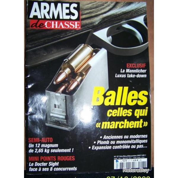 REVUE "ARMES DE CHASSE" EDITIONS LARIVIERE N27 octobre-novembre-dcembre-2007- 114 pages - 27x30 cm
