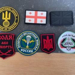 Lot de 6 patch Ukraine guerre de 2022 : Tryzub, Légion internationale Zelensky