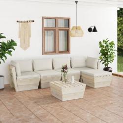 Salon de jardin palette 6 pcs avec coussins Épicéa imprégné