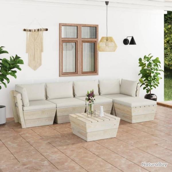 Salon de jardin palette 6 pcs avec coussins pica imprgn