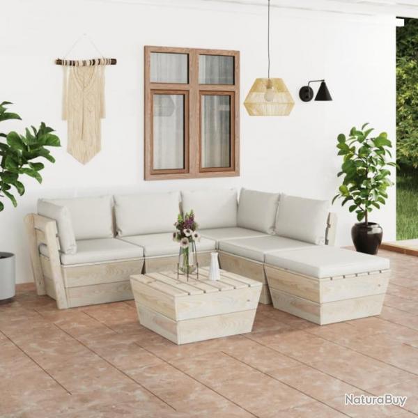 Salon de jardin palette 6 pcs avec coussins pica imprgn