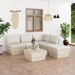 Salon de jardin palette 6 pcs avec coussins Épicéa imprégné