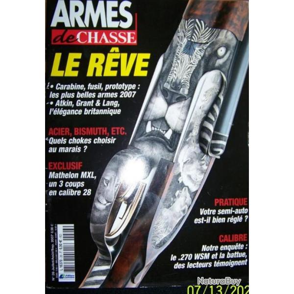 REVUE "ARMES DE CHASSE" EDITIONS LARIVIERE N26 juillet-aot-septembre-2007- 114 pages - 27x30 cm