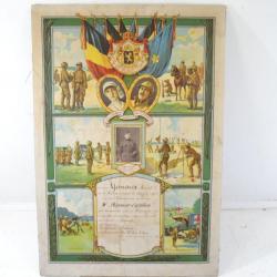 Diplome d'honneur armée Belge 9 régiment d'Artillerie 1922 1923. Belgique WW2 souvenir du service