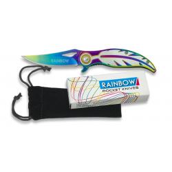 Couteau pliant Rainbow - motif à plume - Arc-en-ciel