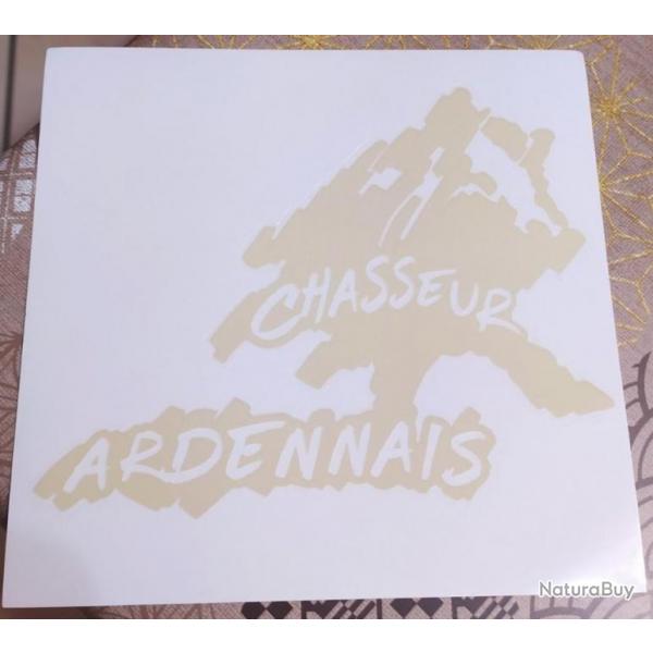 Autocollant chasse, grand gibier, sanglier, chasseur ardennais, or