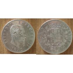 Italie 5 Lire 1873 Atelier M Piece Argent Vittorio Emanuele 2 Italy Silver Coin Lires