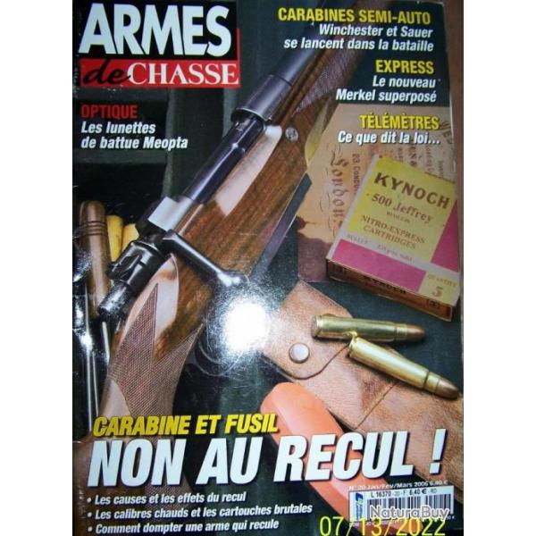 REVUE "ARMES DE CHASSE" EDITIONS LARIVIERE N20 janvier-fvrier-mars -2006-  98 pages - 27x30 cm