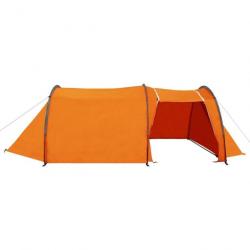 Tente de Camping 4 Personnes Gris et Orange
