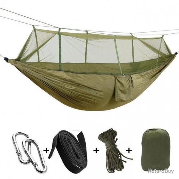 PROMO Hamac Portable 2 Personnes Haute Rsistance avec Moustiquaire Lit Camping Chasse Vert