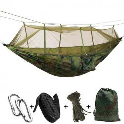 PROMO!! Hamac Portable 2 Personnes Haute Résistance avec Moustiquaire Lit Chasse Camping Camouflage