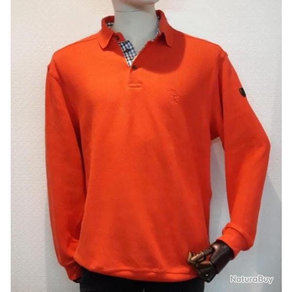 SWEAT COL BOUTONN MANDARINE TM