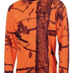 T shirt De Chasse Manches Longues Treeland Camo Orange