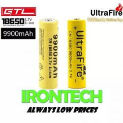Lot de 2 Batteries Piles Rechargeables GTL lithium-ion 3.7V 18650 9900 mAh haute capacité