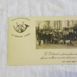 rare ancienne carte postale Le Débuché  Nancy -Fanfare de trompes de chasse - meilleurs voeux 1935