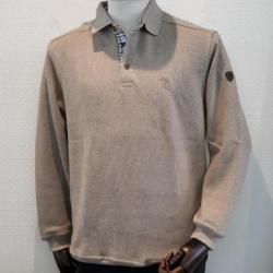 SWEAT COL BOUTONNÉ BEIGE T3XL