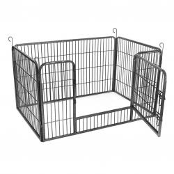 Parc pour chiens enclos en métal pour chien parc pour chiot rongeur et lapin pliable avec porte gri