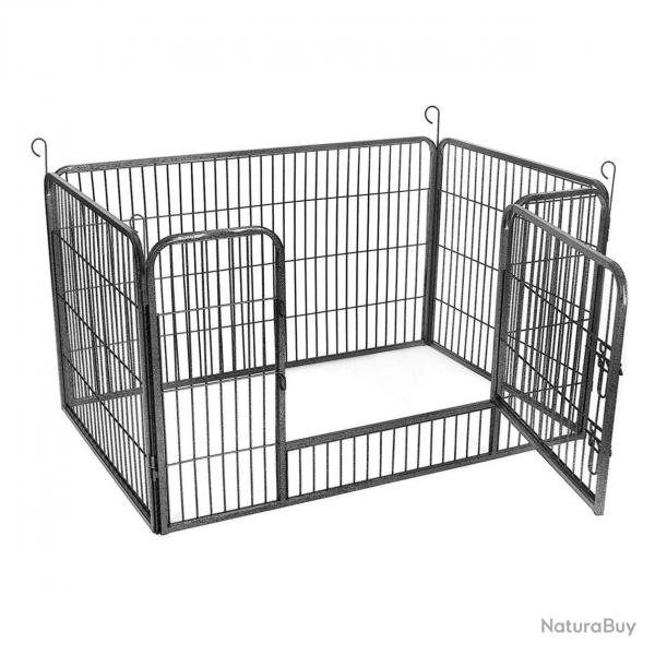 Parc pour chiens enclos en mtal pour chien parc pour chiot rongeur et lapin pliable avec porte gri