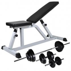 Banc d'entraînement avec jeu d'haltères 30,5 kg musculation fitness sport 02_0000051