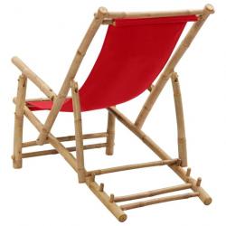 Chaise de terrasse Bambou et toile Rouge 318597
