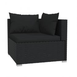 Salon de jardin 4 pcs avec coussins Résine tressée Noir 3101640