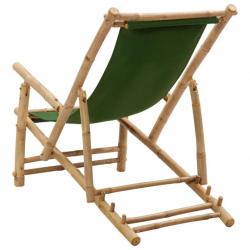 Chaise de terrasse Bambou et toile Vert 318598