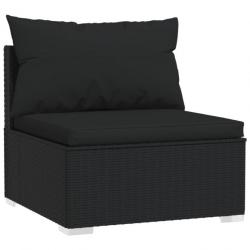 Salon de jardin 4 pcs avec coussins Résine tressée Noir 3101672