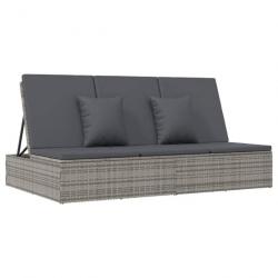 Transat convertible avec coussin Résine tressée Gris foncé 317240