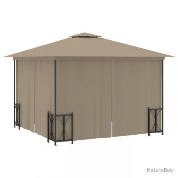 Tonnelle avec parois et toit double 3x3 m Taupe 318542