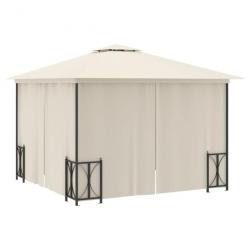 Tonnelle avec parois et toit double 3x3 m Crème 318540