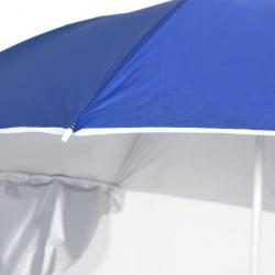 Parasol de plage avec parois latérales Bleu 215 cm 318837